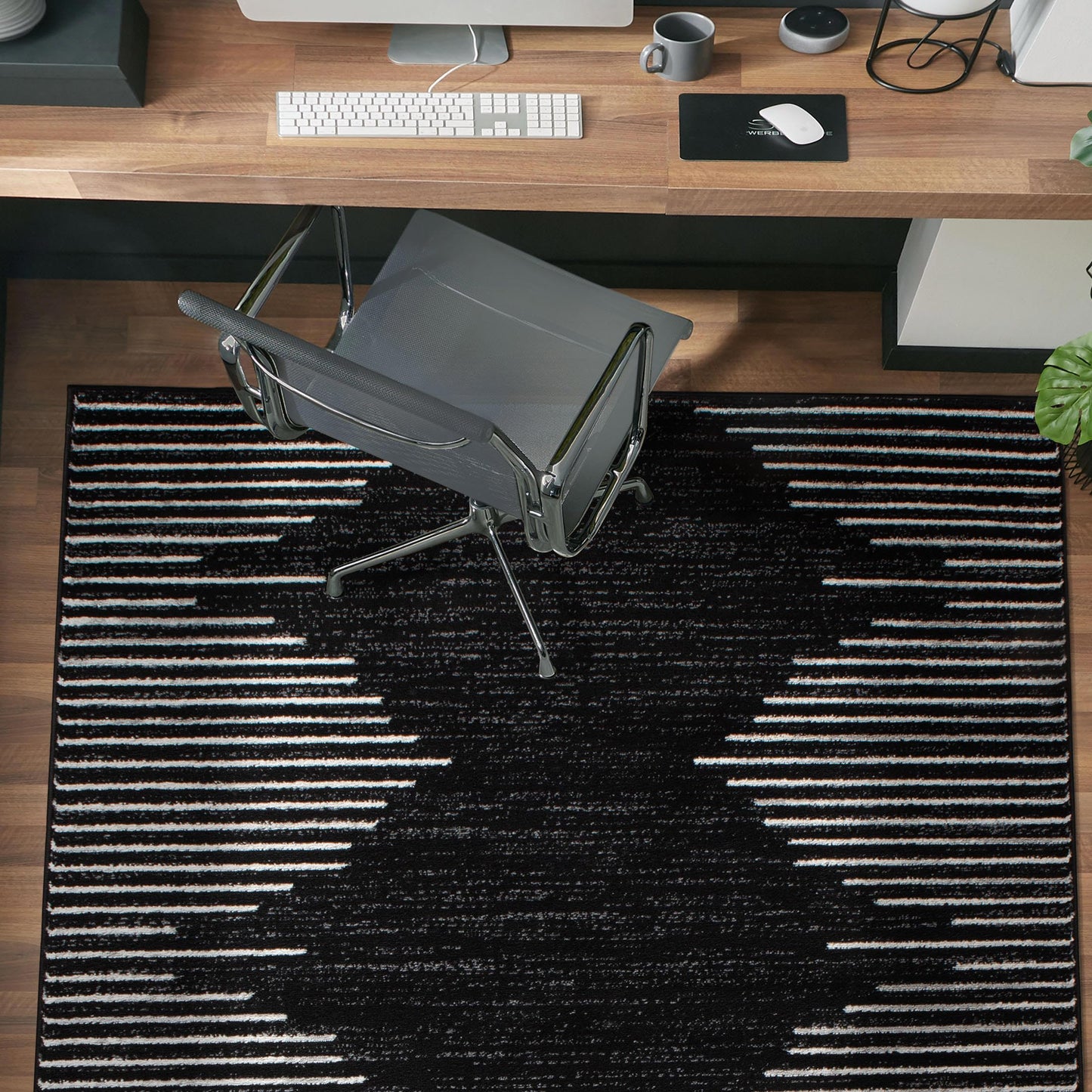 Rugshop Bohemian Stripe Stain Resistant High Traffic Living Room Kitchen Bedroom Dining Home Office Area Rug 3'3" x 5' Black