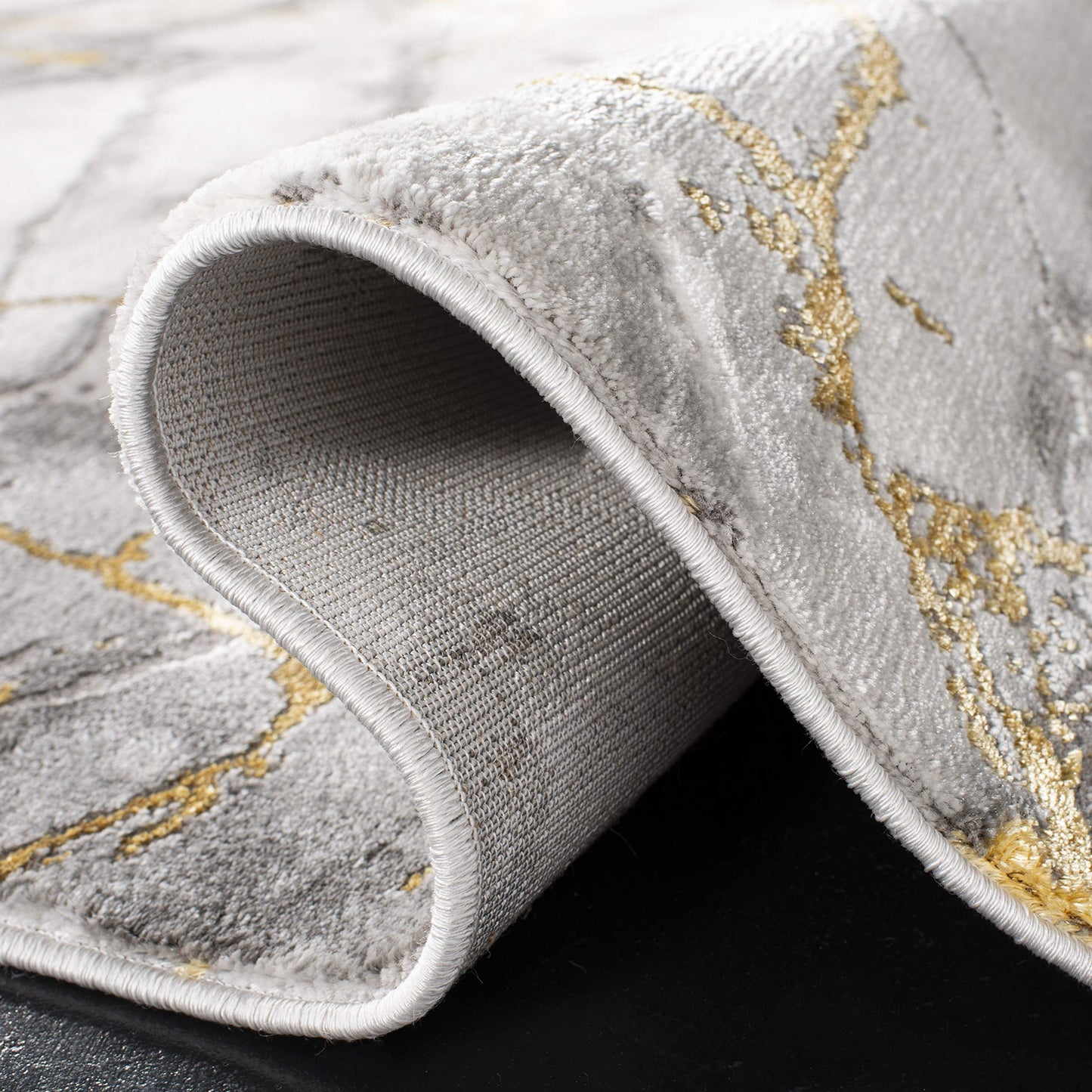 SAFAVIEH Area Rug 8x10 - Craft Collection - Large - Grey & Gold, Modern Abstract Design, Non-Shedding & Easy Cleaning, Ideal for Living Room, Bedroom, Office, Dining Space (CFT877F)