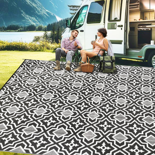 Alfolo Outdoor Rugs for Patio Rv Mats Waterproof Outdoor Rug 9x18 Large Camping Rug Reversible Tightly Woven Plastic Straw Rug Rugs, Clean Easily Mat for RV, Deck, Camping,Pool, Rv Essentials