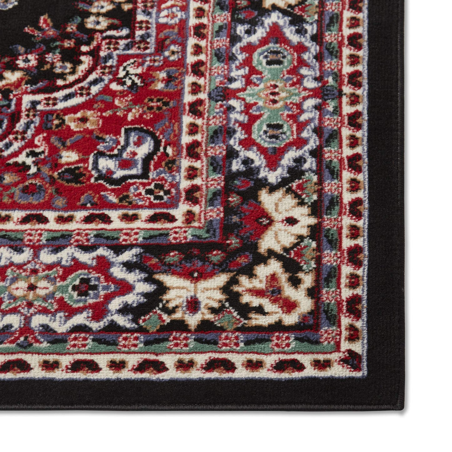 Home Dynamix Premium Sakarya Traditional Medallion Border Area Rug, Black, 21"x35" Rectangle