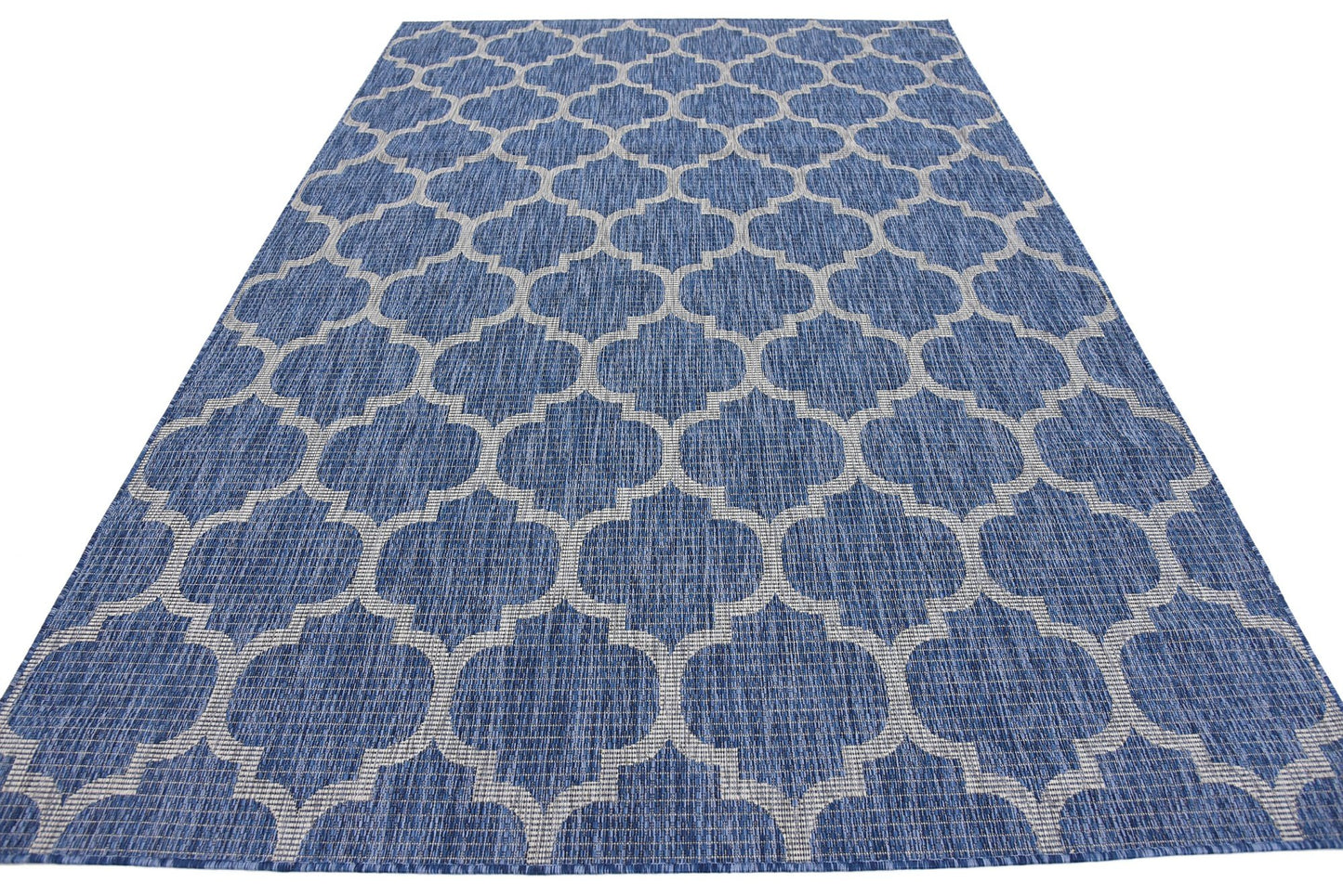 Unique Loom Outdoor Trellis Collection Area Rug (6' 1" x 9' Rectangle, Navy Blue/ Ivory)