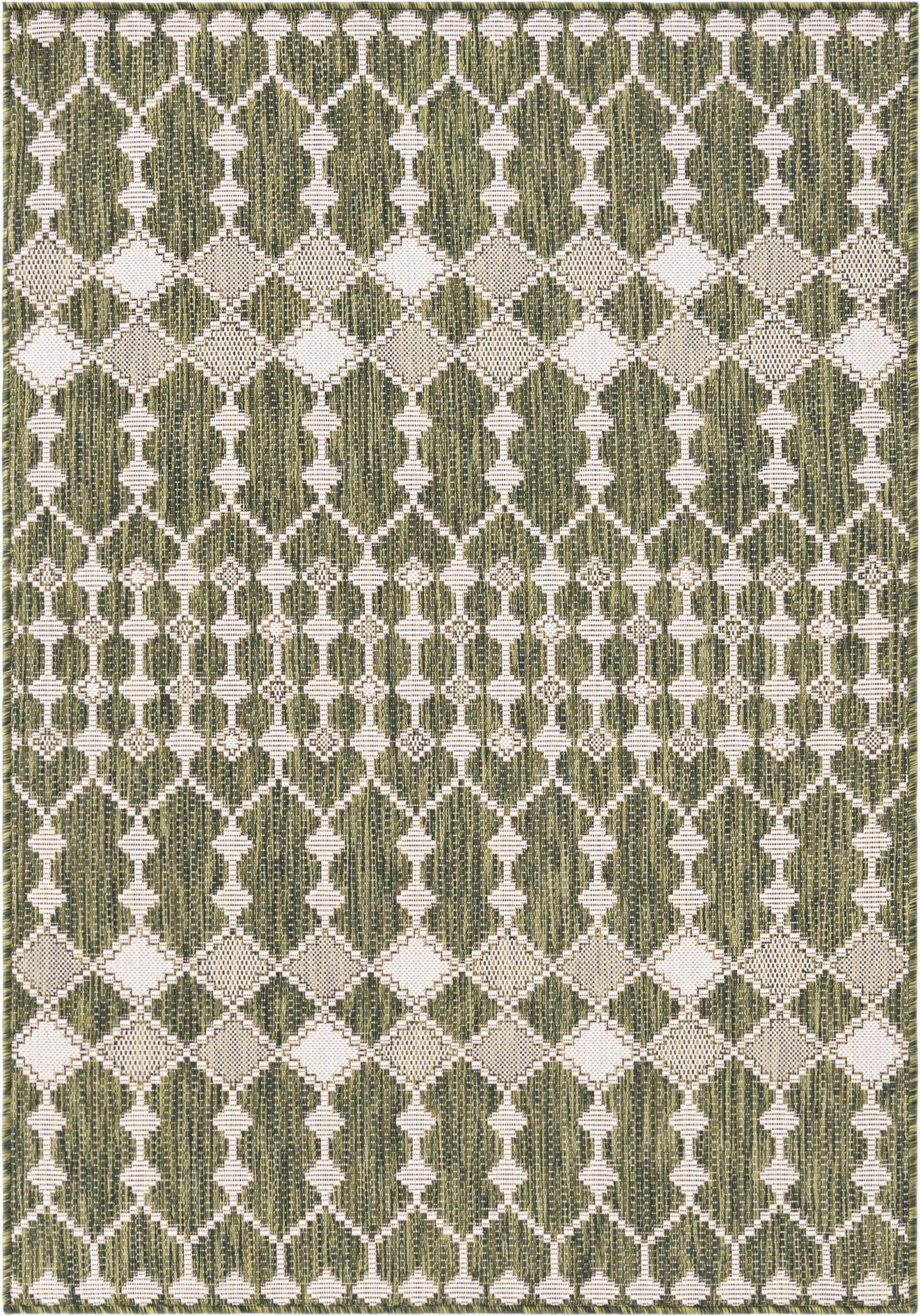 Unique Loom Outdoor Trellis Collection Area Rug - Traliccio (4' 1" x 6' 1" Rectangle, Green/ Ivory)