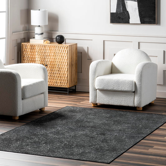 nuLOOM Elspeth Casual Faded Machine Washable Area Rug, 5x8, Charcoal