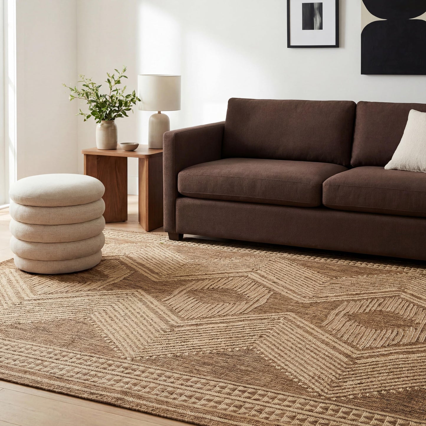 Nuloom Ranya Light Brown/Ivory, 2' x 8', Tribal Geometric, Soft and Cozy, High Traffic, Stain Resistant, Easy Clean, Durable Area Runner for Indoor/Outdoor Patio, Deck, Porch, Garden, Courtyard