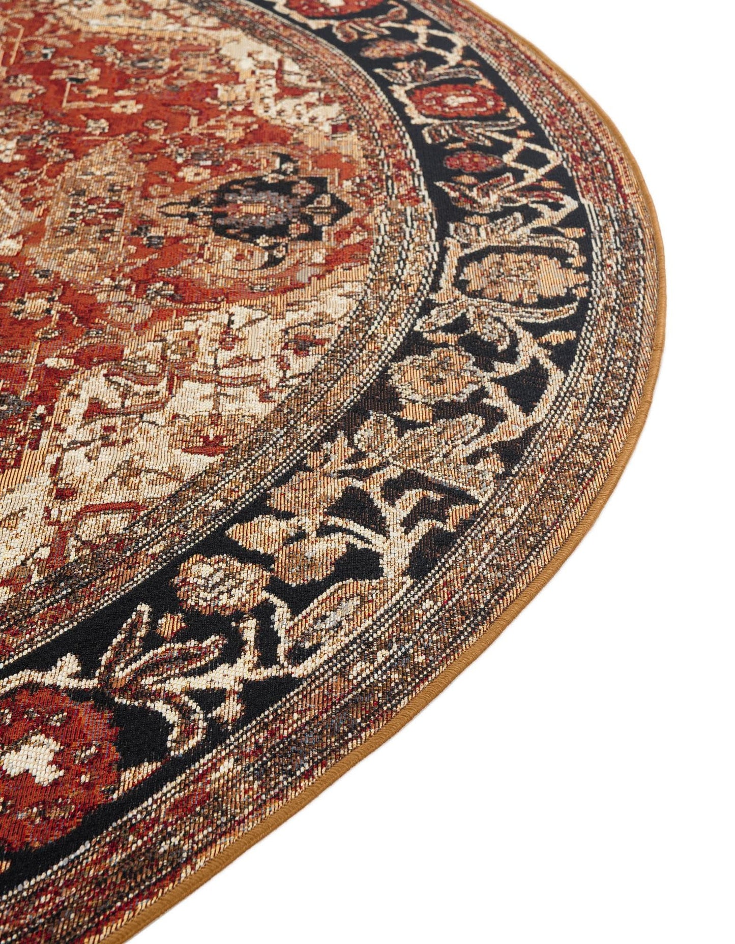 Rugs.com - Outdoor Traditional Rug – 4 Ft Round Multi Indoor/Outdoor Rug – Weather-Resistant Flatweave for Patios, Decks, and Porches