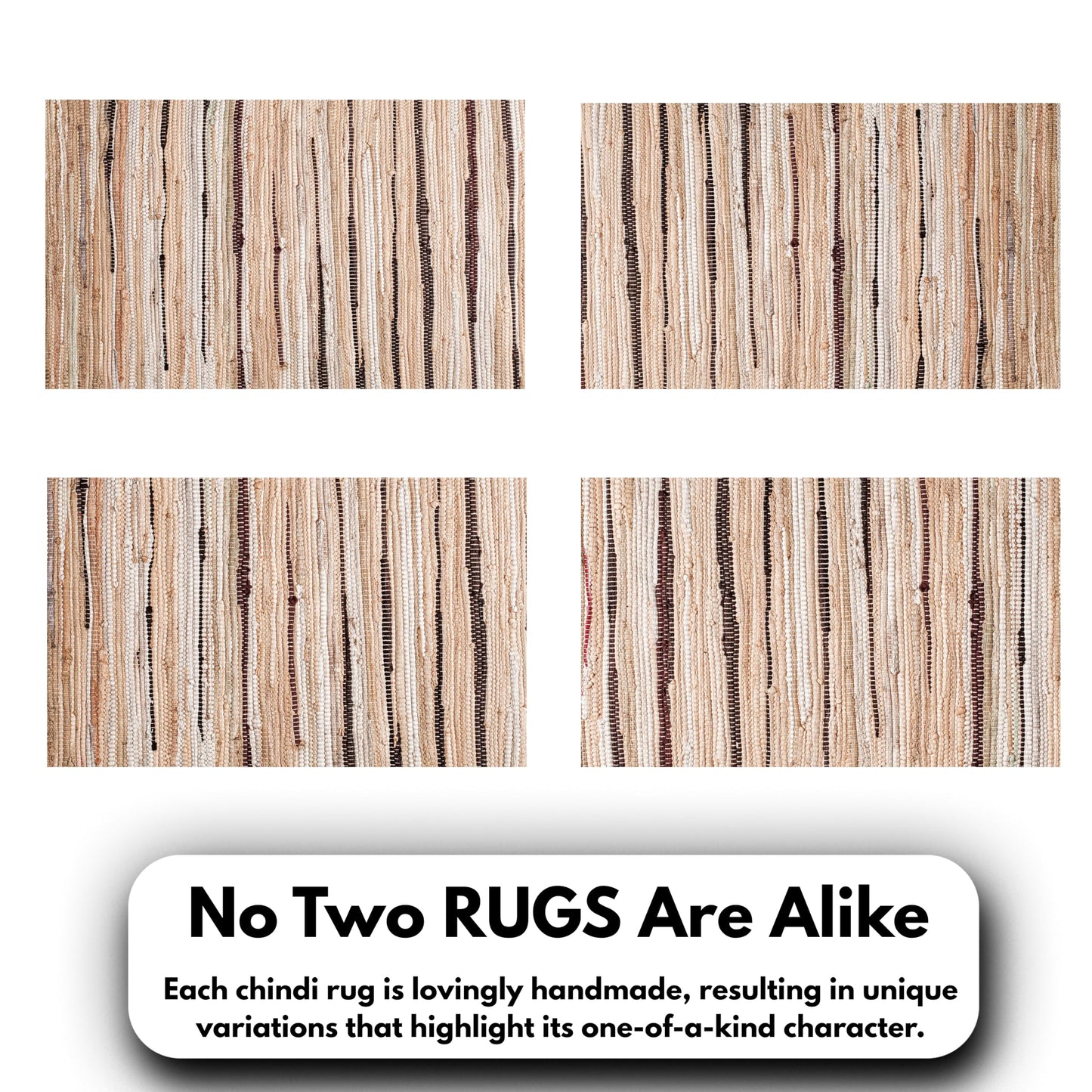 Cotton Hand Woven Chindi Rug 2x3 Feet - Beige, Decorative Soft Throw Indoor Floor Rag Rugs Ideal for Entryway, Kitchen, Kids Room | Durable Lightweight Neutral Home Space Dhurrie for Costal Décor