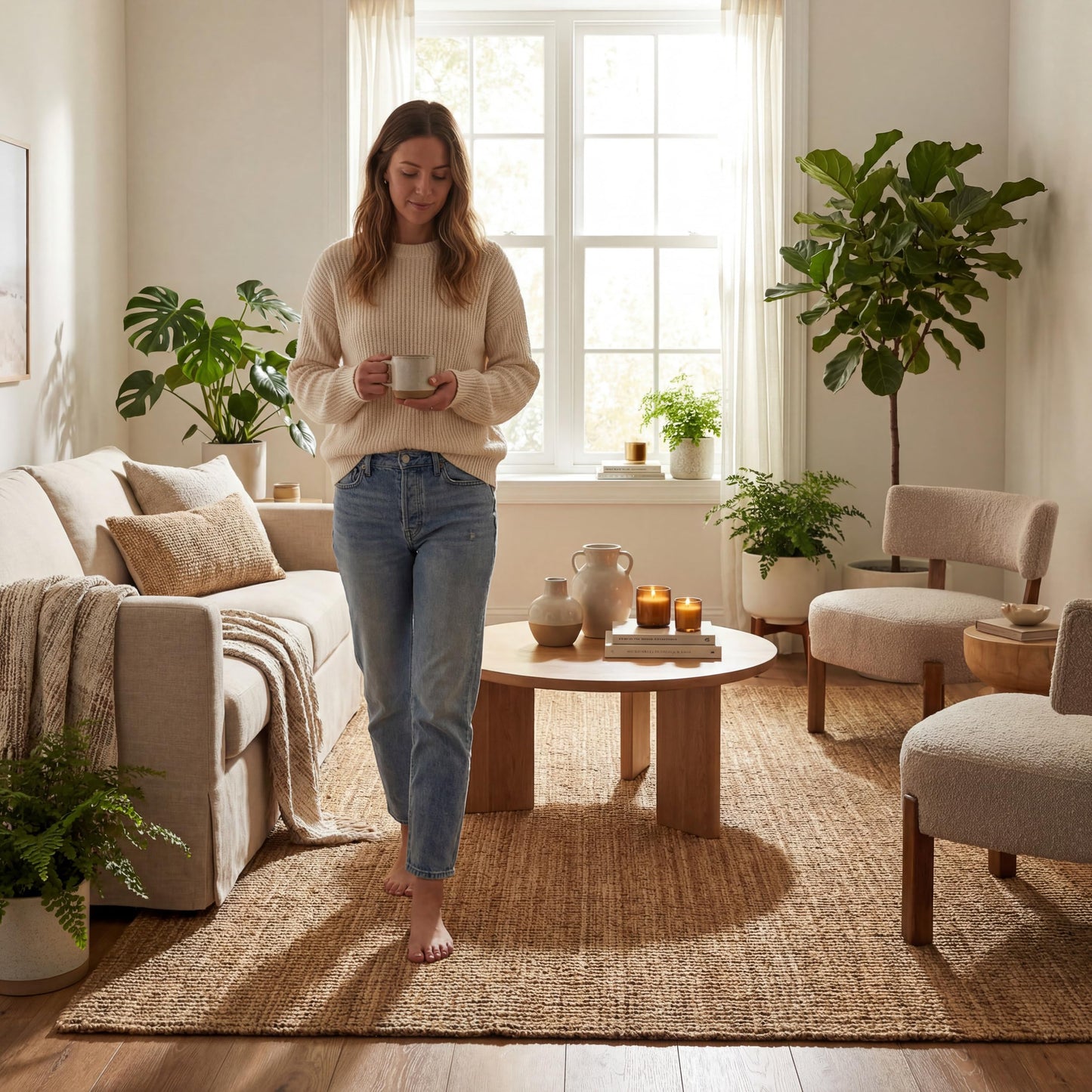 Nuloom Ashli Hand Woven, Natural, 7'6" x 9'6", Farmhouse, Jute, Soft and Textured, High Traffic, Stain Resistant, Easy Clean, Durable Area Rug for Bedroom, Living Room, Dining, Den, Foyer, Entryway