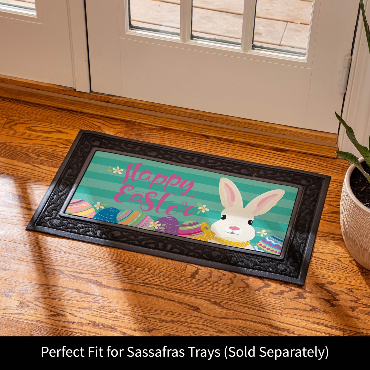 Evergreen Sassafras Easter Bunny Switch Mat Inserts, Interchangeable Front Door Mat Outdoor Entrance, Indoor Door Mats for Entryway, 22 x 10 Inches Sassafras Doormat Inserts