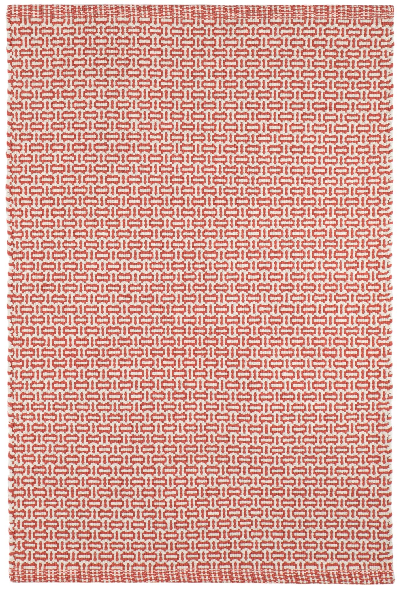 Dash & Albert x Kit Kemp Miss Muffet Paprika Handwoven Cotton Rug, 2 X 3 Feet, Red Geometric Pattern - Premium Luxury Hotel Quality Soft Breathable Hypoallergenic Machine Washable Easy Care All