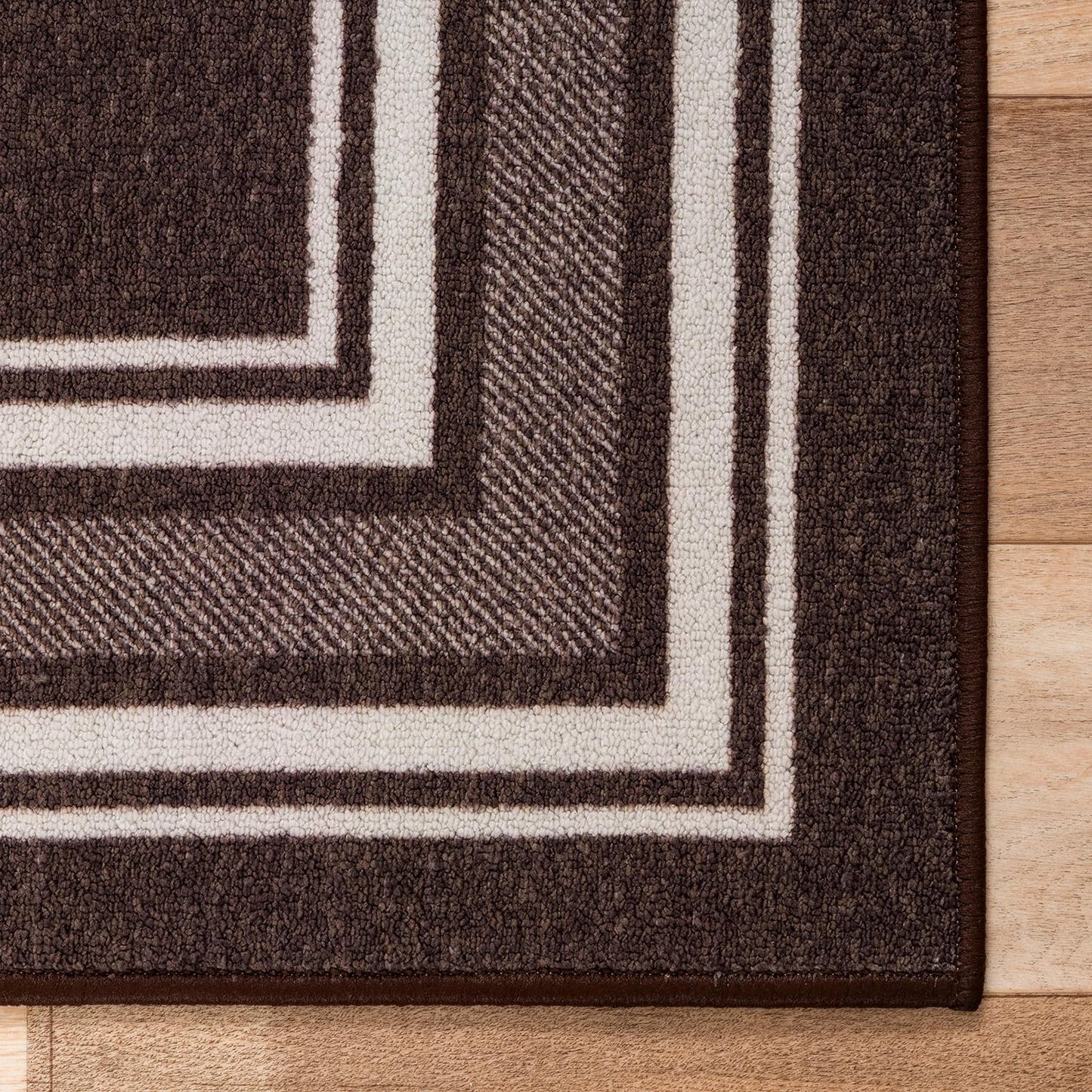 Beverly Rug Non Slip Area Rugs 3x5 Modern Bordered Non Skid Rubber Backing Soft Area Rug for Living Dining Room Easy to Clean Non Shedding Kitchen Bedroom Indoor Carpet 3 x 5 Brown