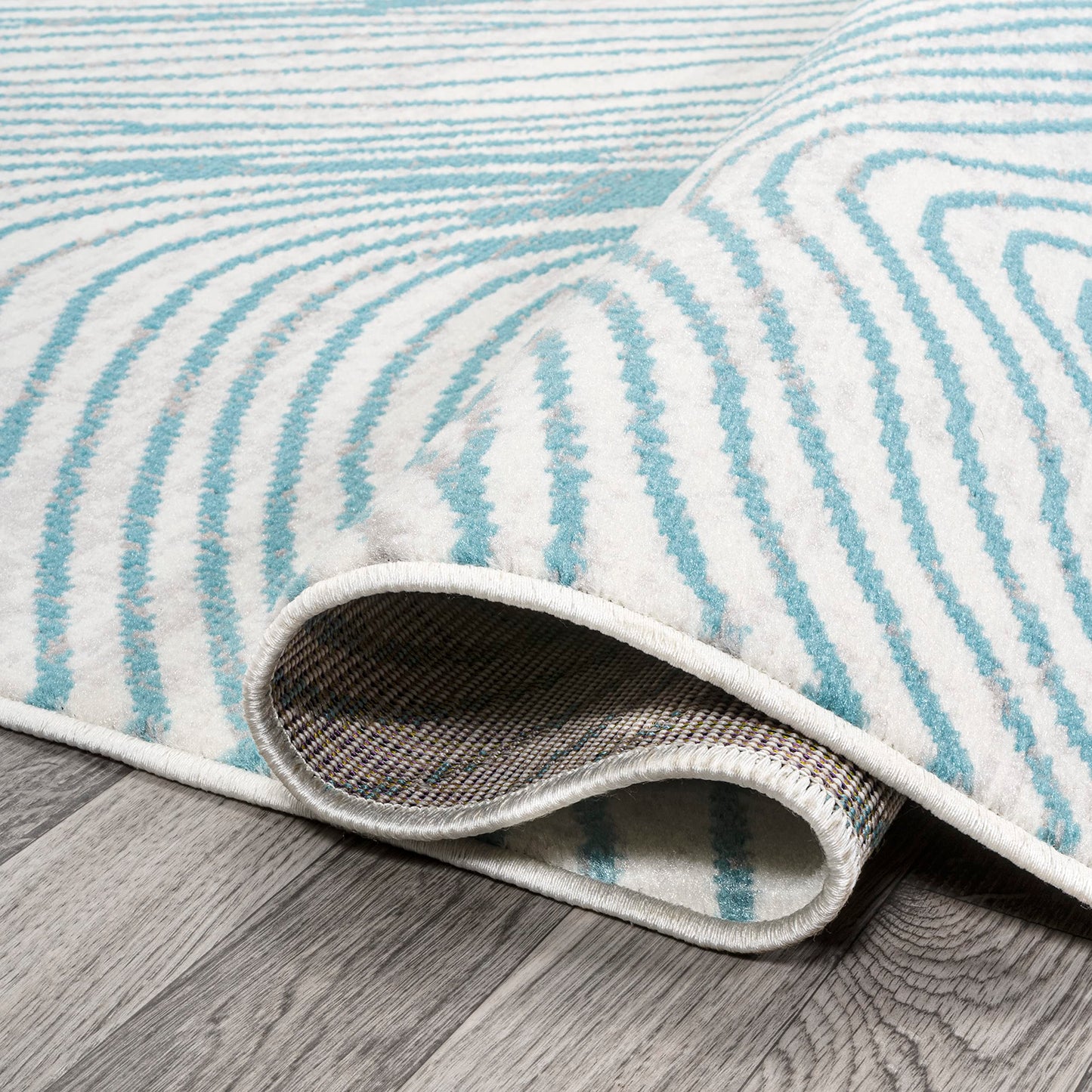 JONATHAN Y Arlo Woodgrain Geometric Ivory/Blue Indoor Area Rug, 8x10, Modern, Contemporary, Easy-Cleaning for Living Room, Bedroom, Kitchen, Pet Friendly, Non-Shedding (LUX104A-8)