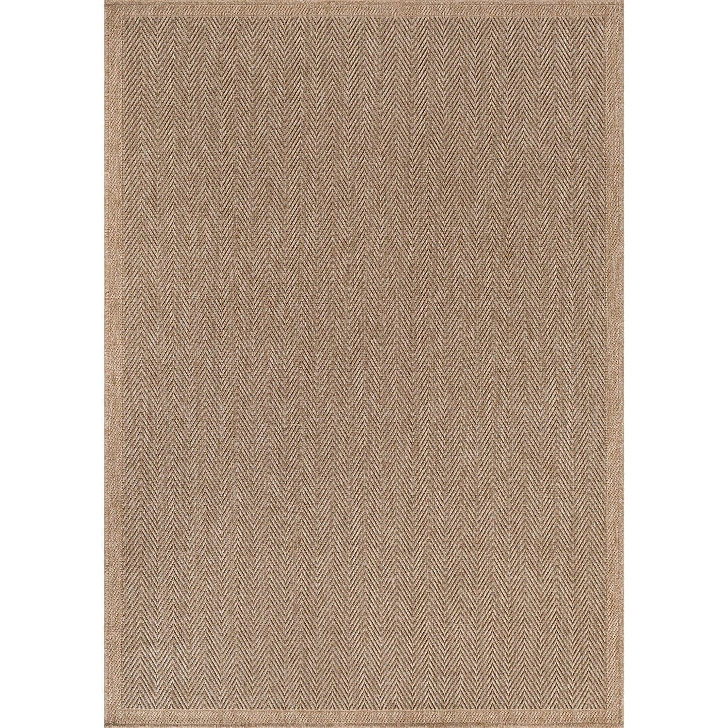 CAMILSON Easy Jute Rug 6x9, Indoor Outdoor Natural Color Fiber Area Rugs for Living Room Patio and Bedroom Rug Herringbone Seagrass Woven Design Easy-Cleaning, Washable Outside Carpet Alfombras 6 x 9