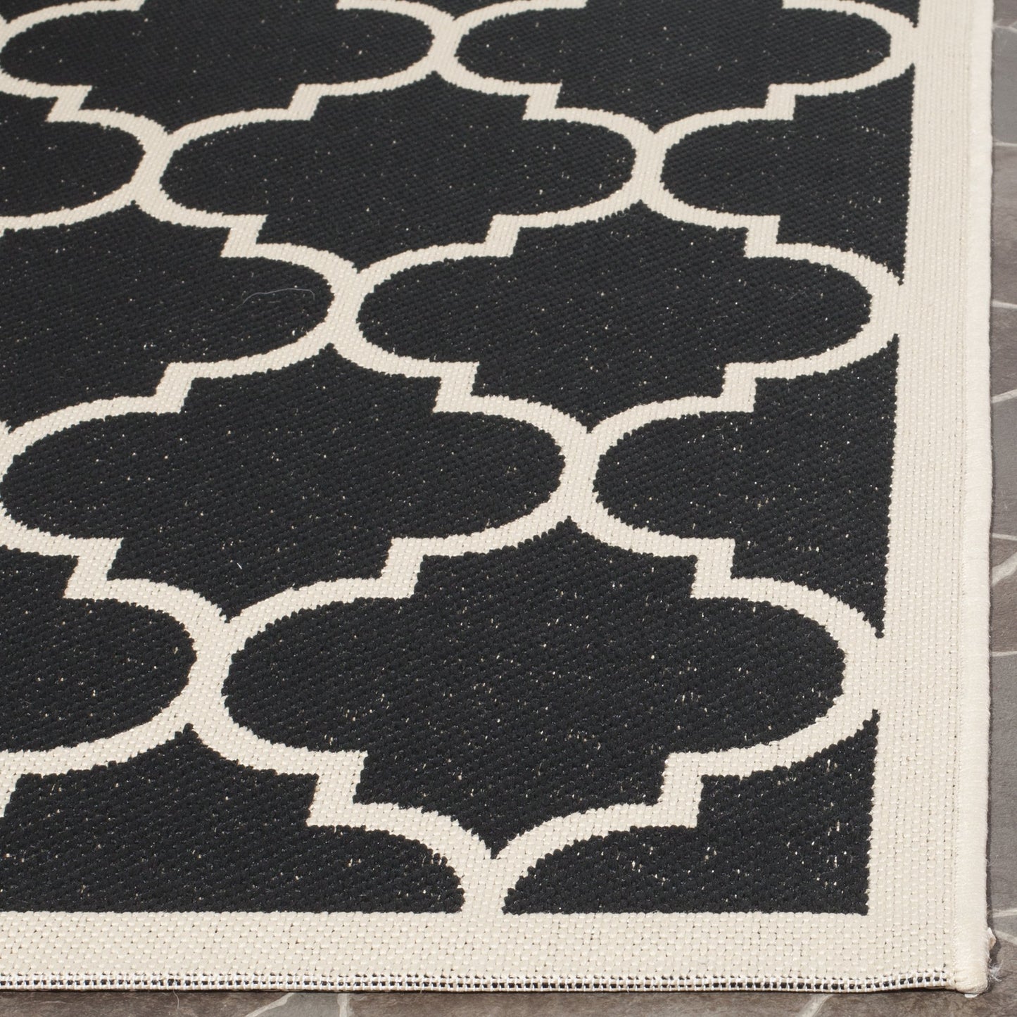 SAFAVIEH Washable Rug Outdoor Courtyard Collection - 2'3" x 10' Runner, Anthracite & Beige, Non-Shedding & Easy Cleaning, Ideal for Patio, Entryway, Mudroom, Hallway, Kitchen (CY6914-246)