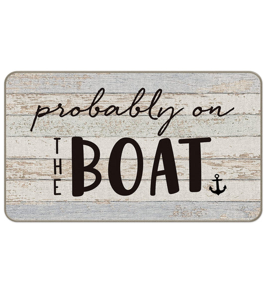MIXDING Probably On The Boat Anchor Funny Quotes Entrance Door Mat 17x30 Inch Doormats Decor, Nautical Lake House Front Door Porch Outdoor Indoor Decorations