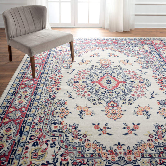 Home Dynamix Premium Sakarya Traditional Medallion Area Rug, Ivory/Red, 7'9"x10'8"
