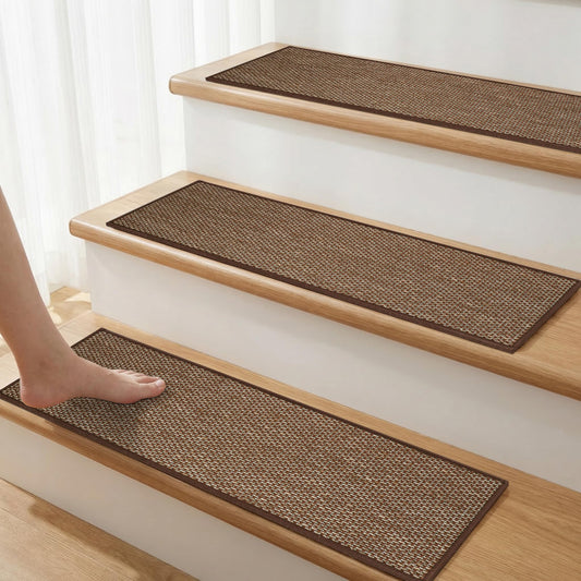 RULDGEE Stair Treads Non Slip for Wooden Steps Indoor 9"x30",15 Pack Stair Runner Peel and Stick Carpet Stair Treads for Kids and Dogs,Machine Washable,Brown