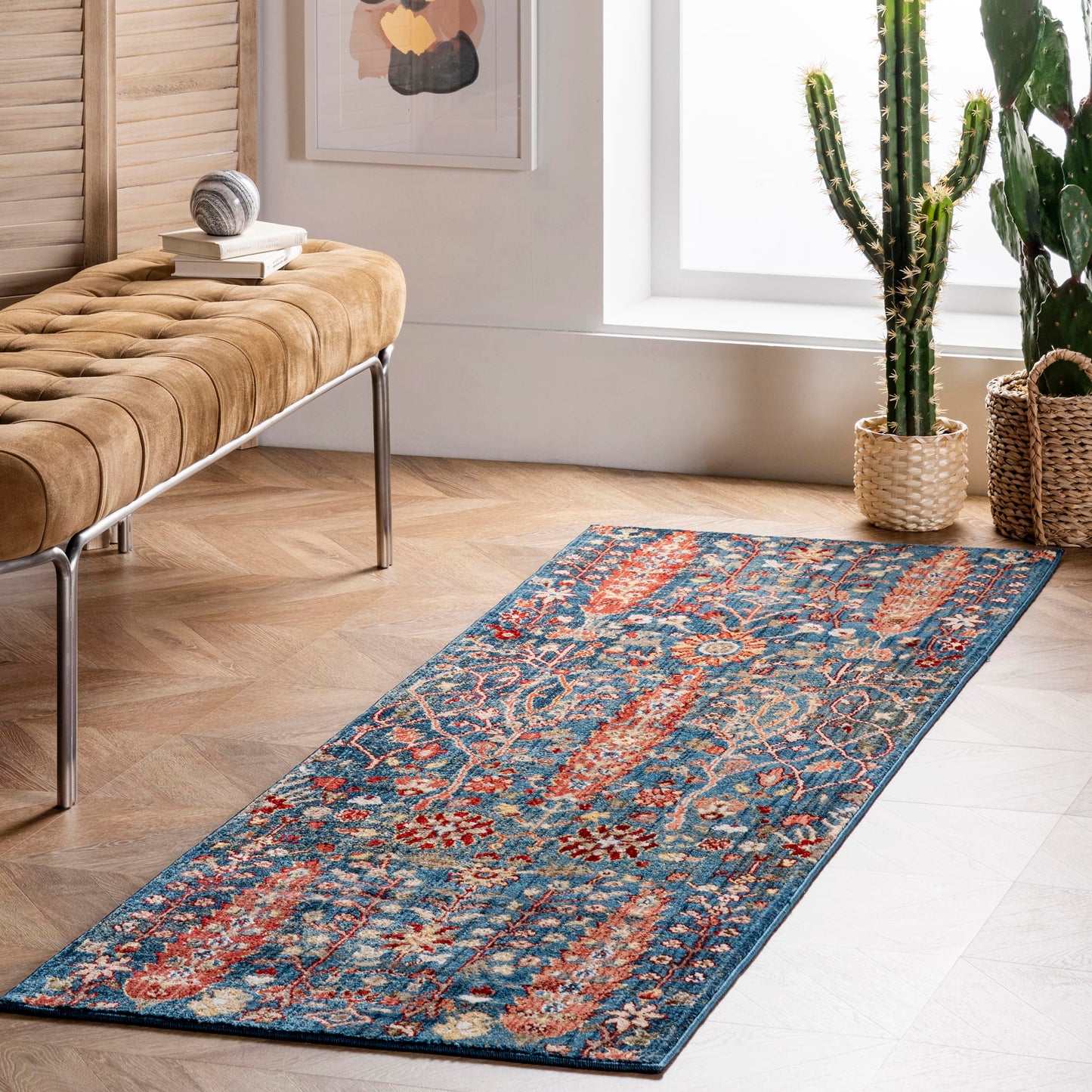 nuLOOM Dasilva Tribal Fringe Runner Rug, 2' 6" x 8', Blue