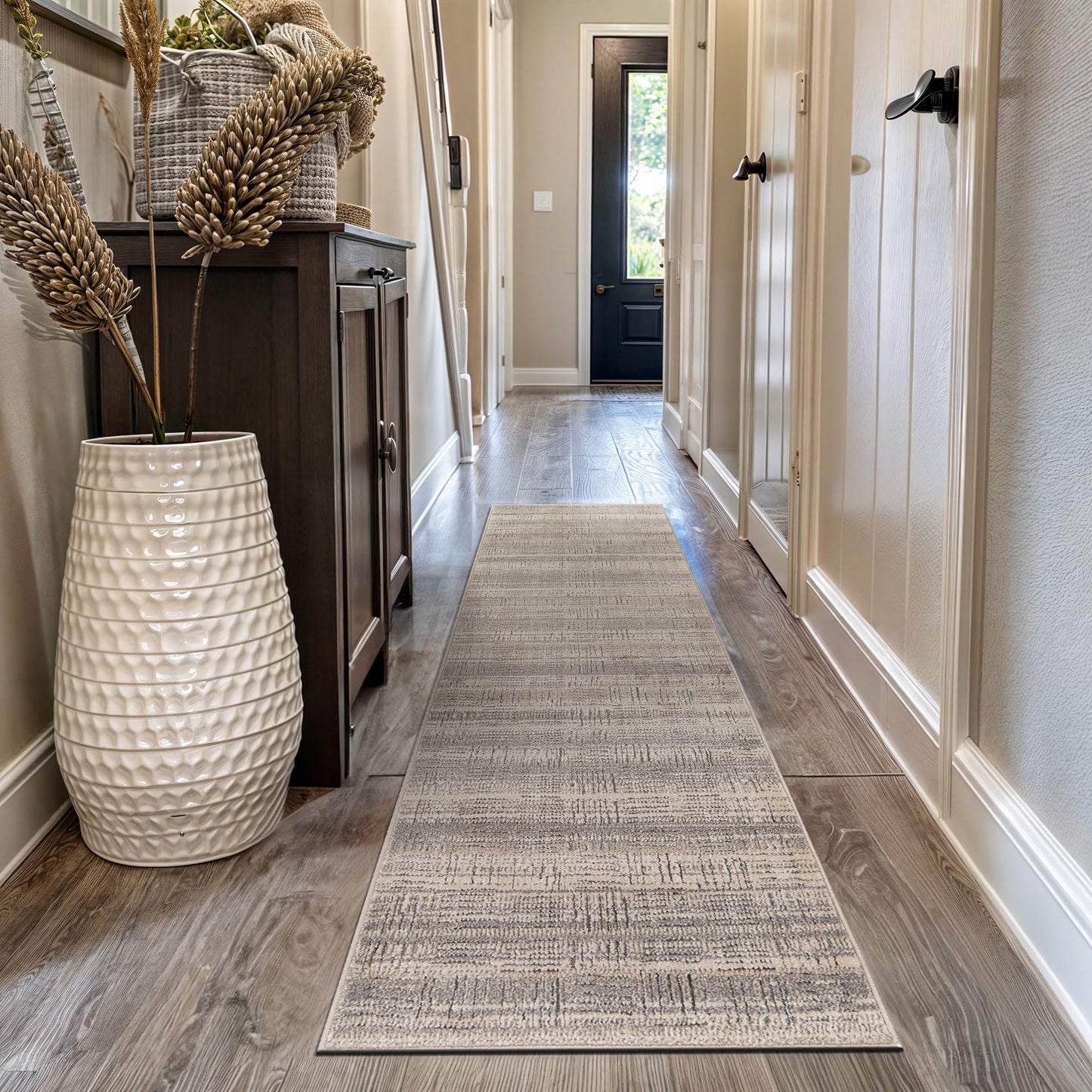 Rugshop Textured High-Low Indoor Runner Rug, Neutral Sandstone Design, Jute Backing, Hallway Entryway Kitchen Rug, Easy-Care Spot Clean, 2' 3" x 12' Beige