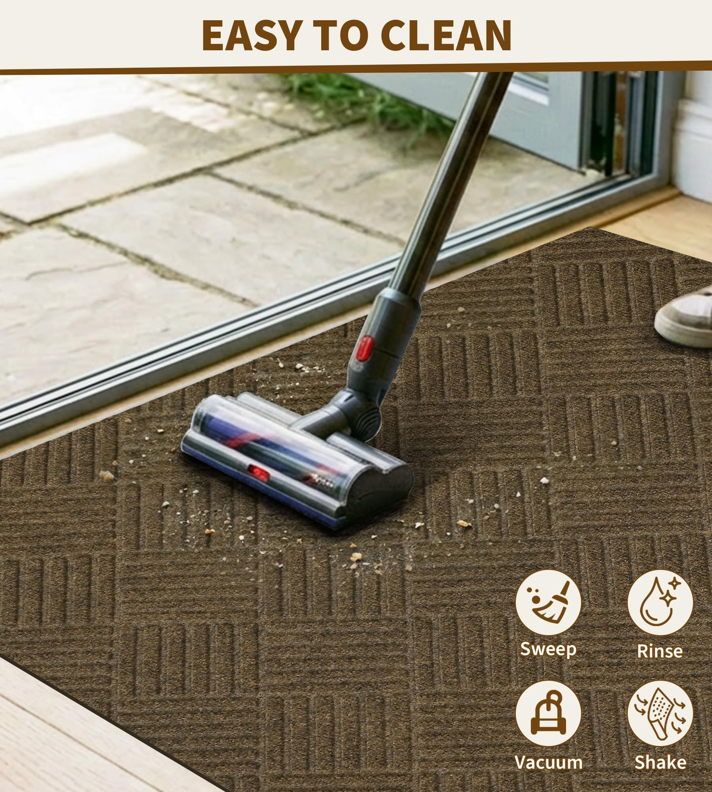 jxgzyy Hallway Runner Rug 2'11" x 9'10", Non-Slip Commercial Outdoor Carpet Runner, Heavy Duty Entrance Floor Mat for Narrow Halls, Patio, Garage and Entryways, Coffee