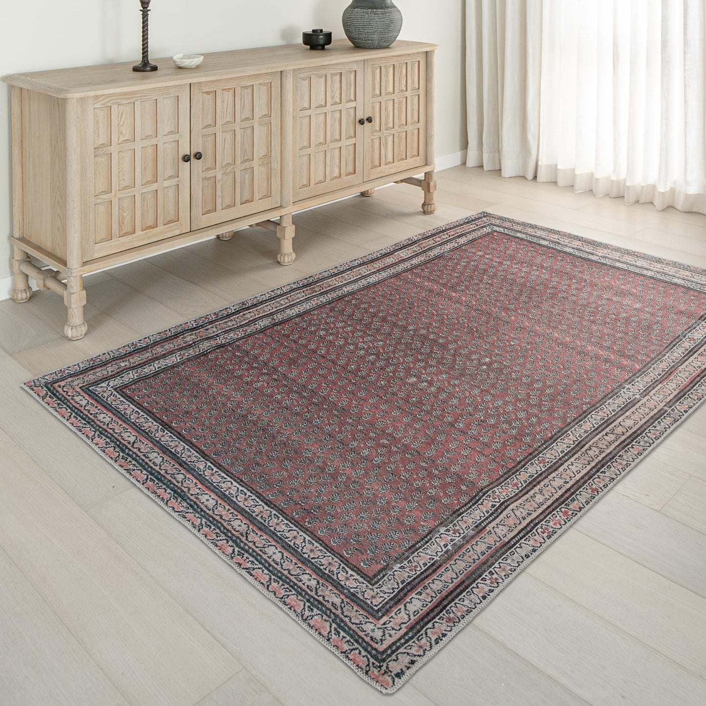 KNOTTING MATTERS Rusty Rhythm 5’ x 8’ Area Rug – Deep Rust & Charcoal Heritage Flatweave, Low-Pile – Easy Clean Area Rug – Perfect for Living Room, Dining Room, Bedroom – Pet & Kid Friendly