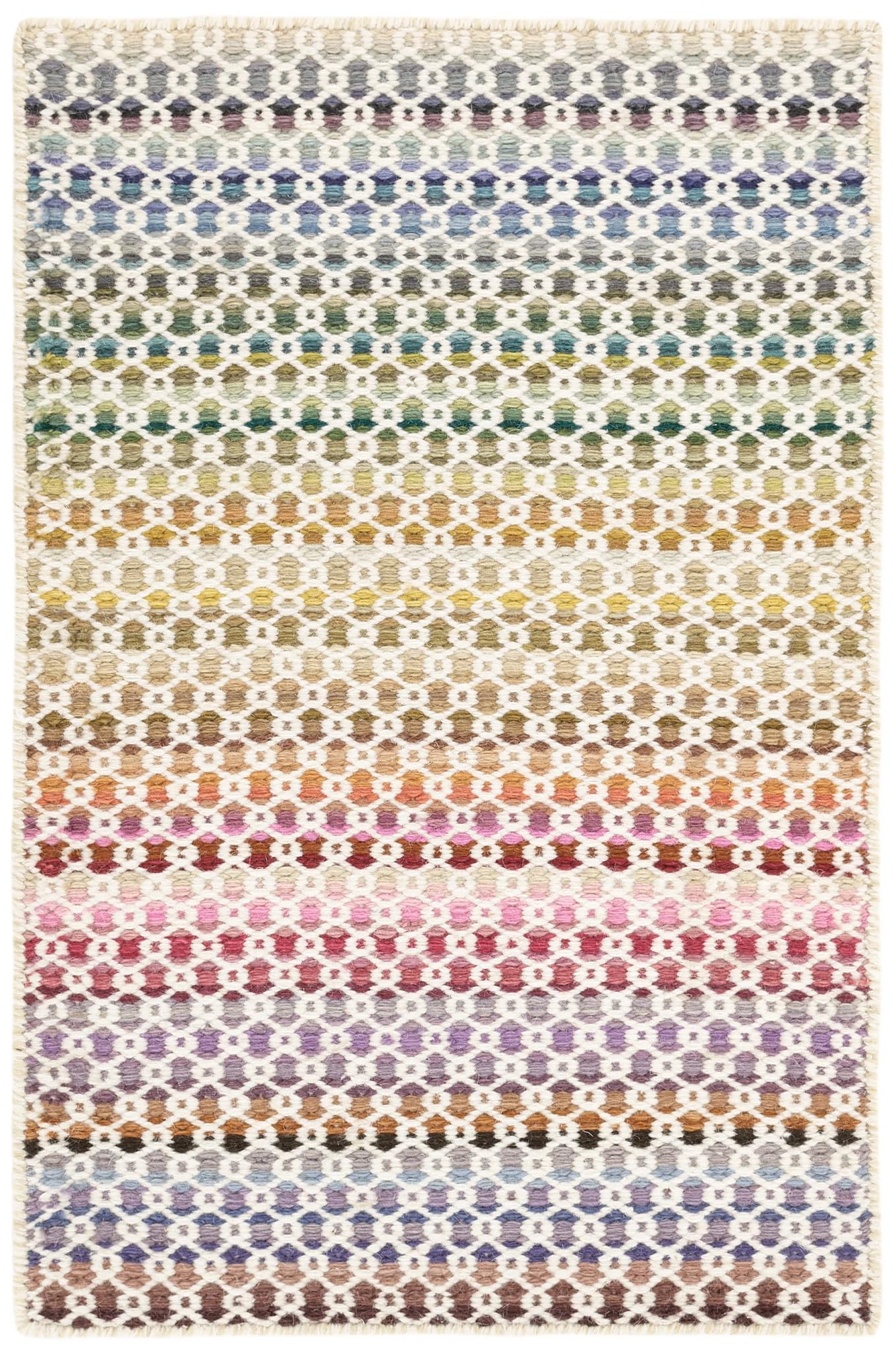 Dash and Albert Poppy Wool Area Rug - 2' x 3' Multicolor Geometric Handwoven Accent Rug - Durable, Low Pile, Dining Room, Living Room, Bedroom - Premium Luxury Hotel Quality Soft Breathable