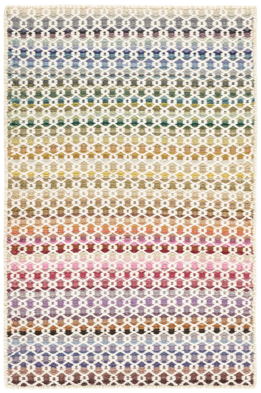 Dash and Albert Poppy Wool Area Rug - 2' x 3' Multicolor Geometric Handwoven Accent Rug - Durable, Low Pile, Dining Room, Living Room, Bedroom - Premium Luxury Hotel Quality Soft Breathable