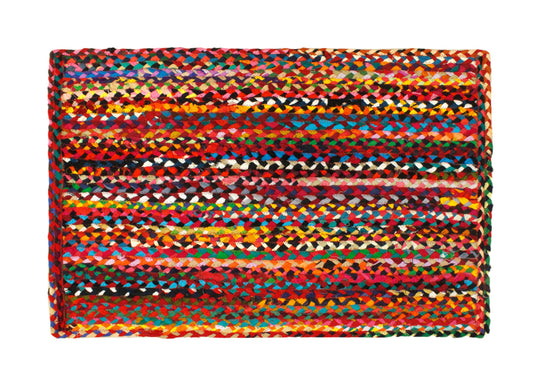 COTTON CRAFT Cotton Chindi Braid Rag Rug - Boho Farmhouse Rustic Area Accent Throw Rug - Handwoven Reversible Natural Recycled Cotton - Living Room Den Study Home Décor Gift - 2' x 3' - Multi Color