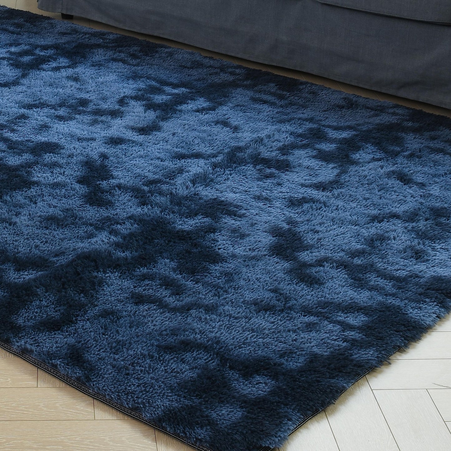 duduta Navy Blue Soft Fluffy Rug 4x6 ft, Tie-Dyed Shag Fuzzy Plush Rectangle Carpet for Bedroom Nursery Living Room Home Decor