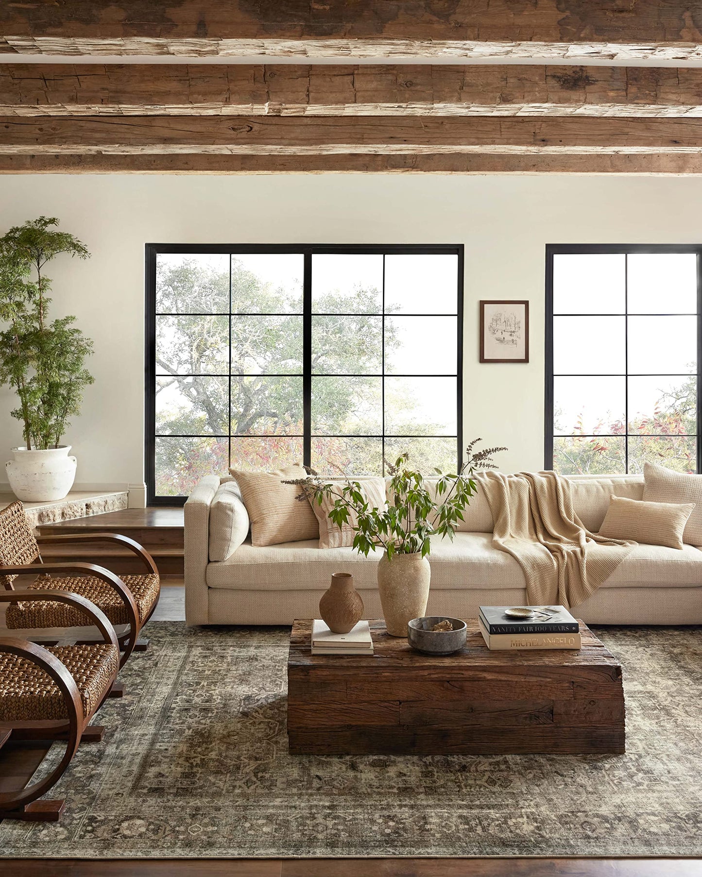 Loloi Magnolia Home by Joanna Gaines Sinclair Collection SIN-01 Pebble/Taupe 8'-6" x 11'-6", .25" Pile Height, Machine Washable, Area Rug
