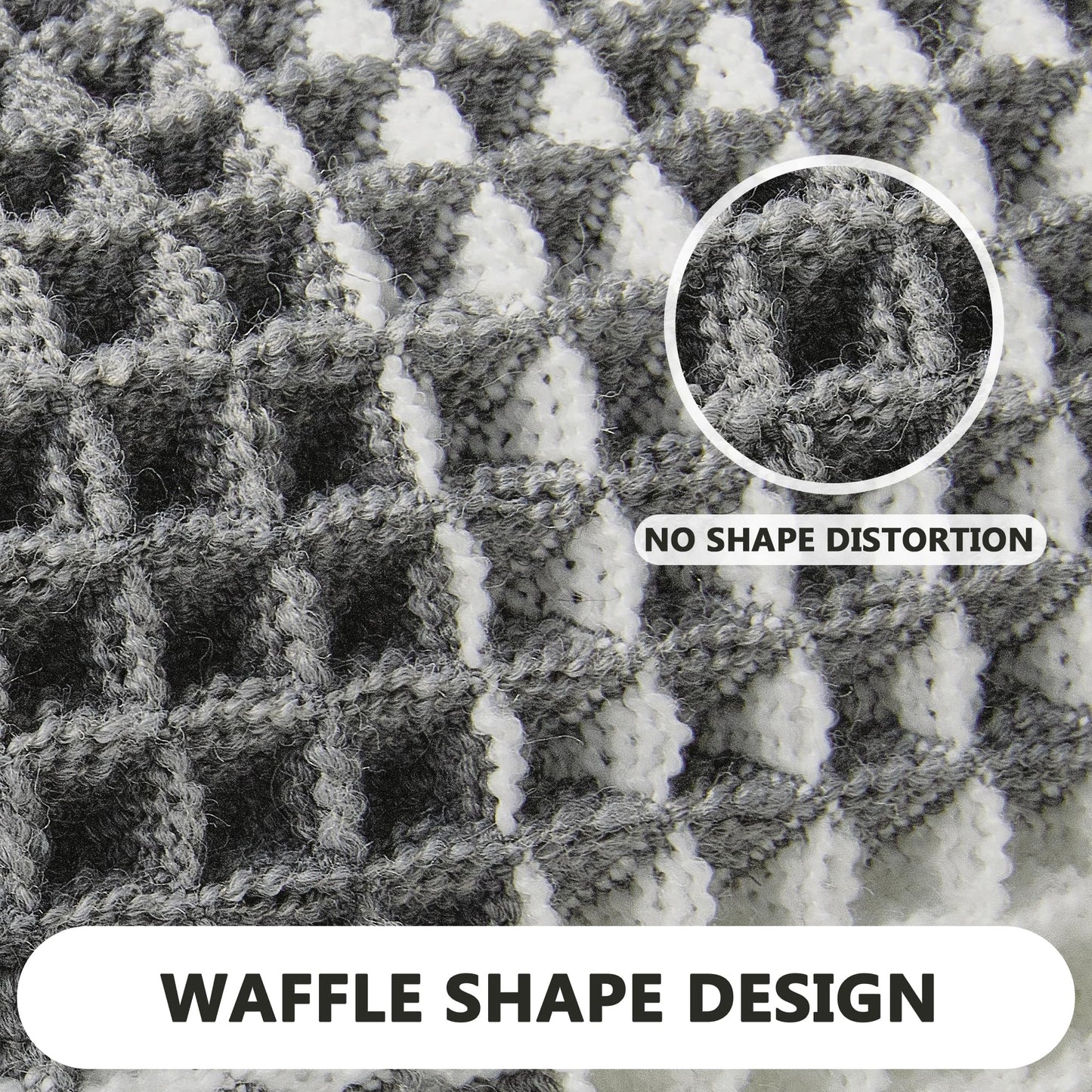Arenarug Checkered Waffle Bath Mat, Super Absorbent Boho Farmhouse Bathroom Rugs Non Slip Washable, Ultra Soft Bath Rugs Mats with Tassels for Bathroom Floor, Grey White, 18"x30"