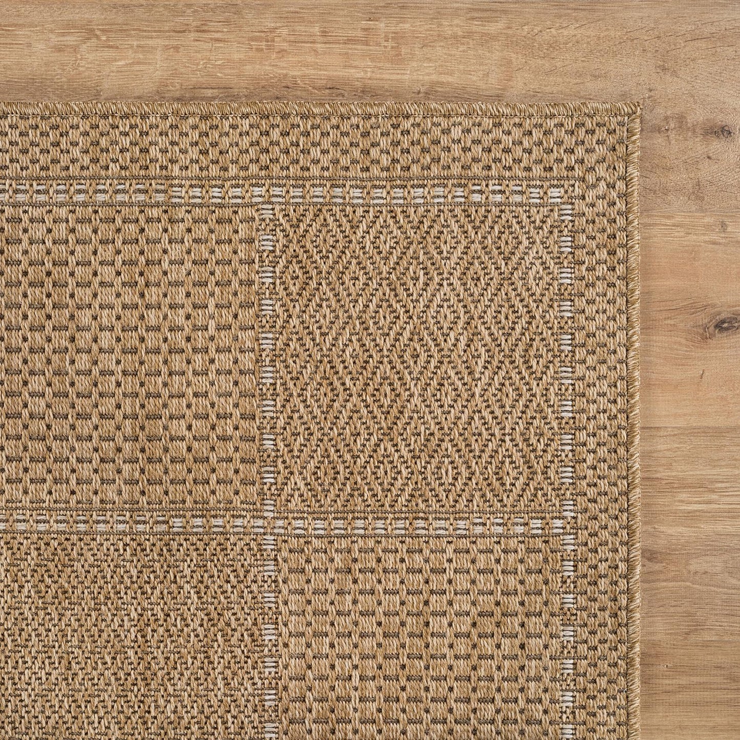 Beverly Rug Easy Jute Checkered Squared Rug 8x10 Washable Durable Indoor Outdoor Area Rugs for Living Dining Room Patio Office Stain Resistant Non Shedding Casual Indoor Outside Carpet 8 x 10 Natural