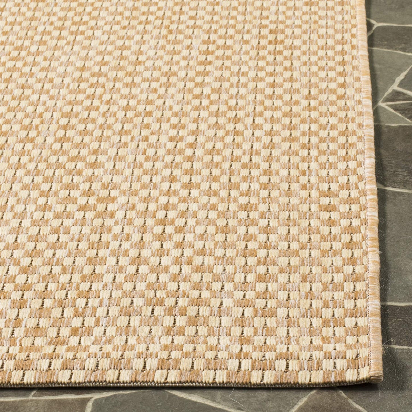 SAFAVIEH Washable Rug Outdoor Courtyard Collection - 9' x 12', Natural & Cream, Non-Shedding & Easy Cleaning, Ideal for Patio, Backyard, Mudroom (CY8653-03021)