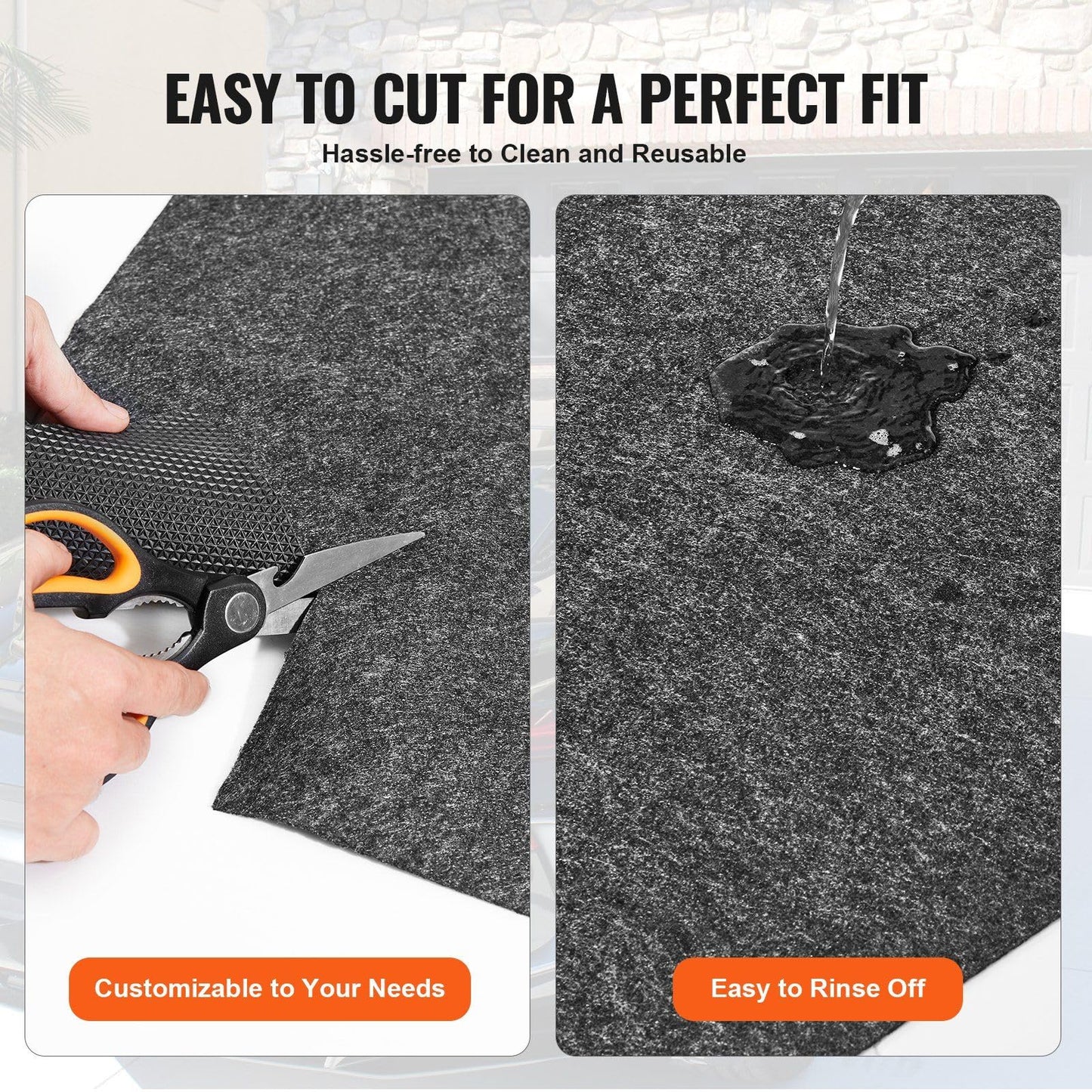 ZAVEROX 3'x5' Garage Floor Mat – 850g/m² TPE Waterproof Mat with Non-Slip Grip, Trimmable & Reusable for Garages, Greenhouses, Entrances