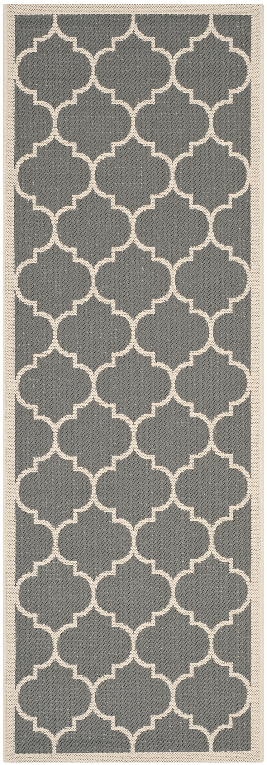 SAFAVIEH Washable Rug Outdoor Courtyard Collection - 2'3" x 10' Runner, Anthracite & Beige, Non-Shedding & Easy Cleaning, Ideal for Patio, Entryway, Mudroom, Hallway, Kitchen (CY6914-246)
