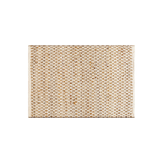 Ramanta Home Jute Cotton Rug 24x36 Inches Natural White, Handwoven Small Farmhouse Honeycomb Artistic Design Floor Rugs for Kitchen, Bedroom, Living Room, Entrance | Accent Reversible for Home Décor