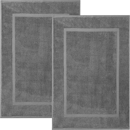 KAHAF COLLECTION Bath Mat Floor Towel Set - Absorbent Cotton Hotel Spa Shower/Bathtub Mats [Not a Bathroom Rug] 22"x34" Pack of 2