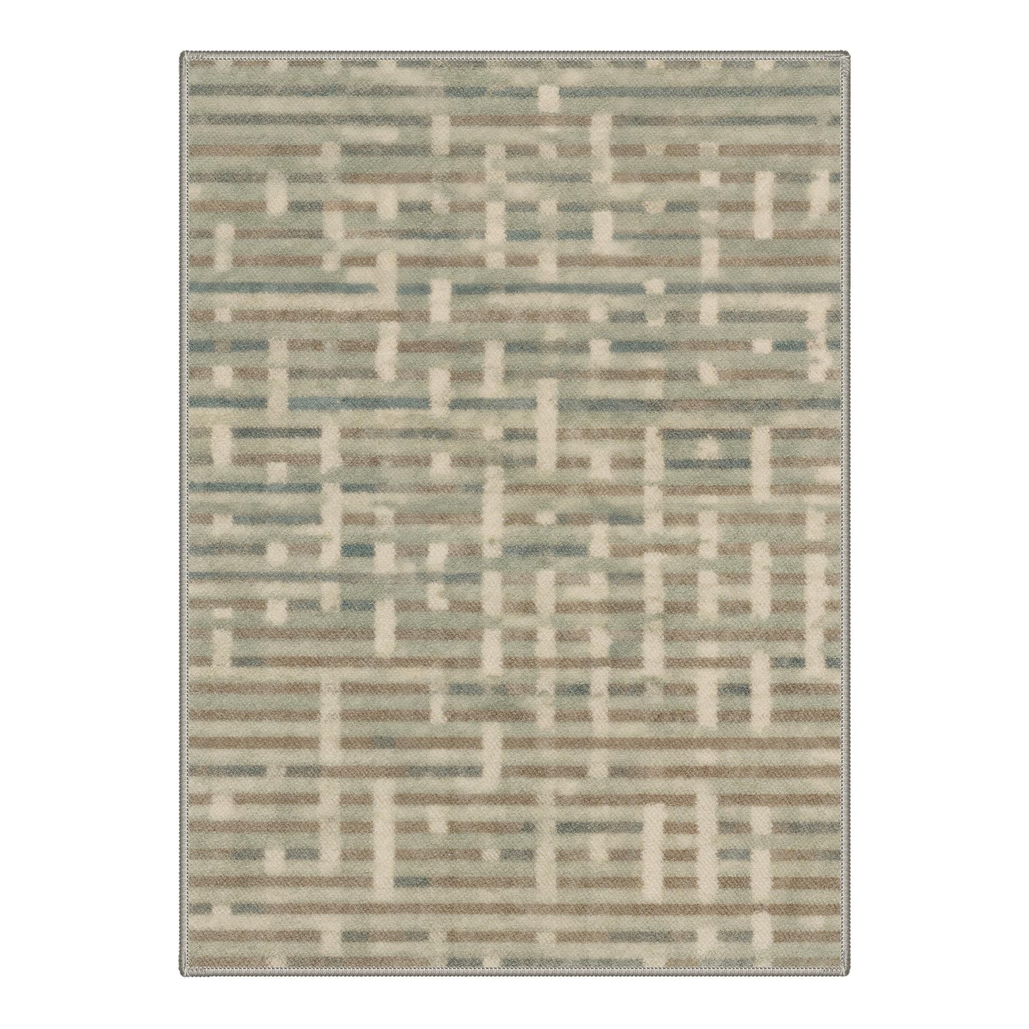 BEIMO 8X10 Area Rugs Minimalist Broken Stripes Rug, Low Pile Non Slip Machine Washable Indoor Rug for Living Room Bedroom Dining Room Home Office, Dusty Sage