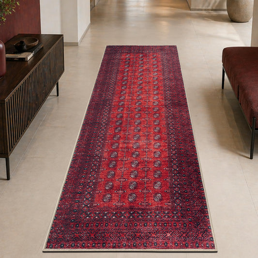 Keen Home Design 30"x84" Rug - Machine Washable Runner Rug with Non-Slip Backing, Ideal for Hallway, Entryway, Kitchen, Laundry Room - Vintage, Easy Clean, Durable, Low Pile Rug - (2'6" x 7')