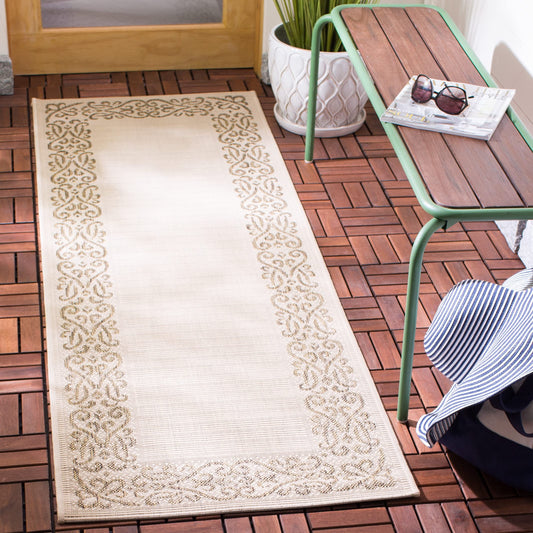 SAFAVIEH Washable Rug Outdoor Courtyard Collection - 2'3" x 6'7" Runner, Natural & Brown, Non-Shedding & Easy Cleaning, Ideal for Patio, Entryway, Mudroom, Hallway, Kitchen (CY1588-3001)