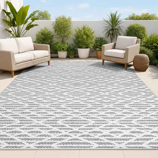 JONATHAN Y Moroccan Diamond Indoor Outdoor Area Rug 3X5 Black/Ivory, Ararat High-Low Pile Modern for Backyard, Patio, Porch, Easy-Cleaning, High Traffic, Pet-Friendly, Non-Shedding (SBH105B-3)