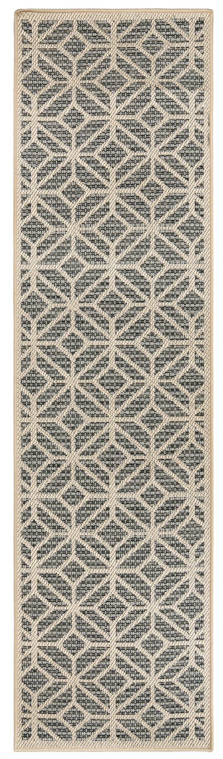 Rugshop Blue Contemporary Geometric Indoor/Outdoor Area Rug — Hose Washable for Hallway, Entryway and Kitchen, 2'3" x 10'