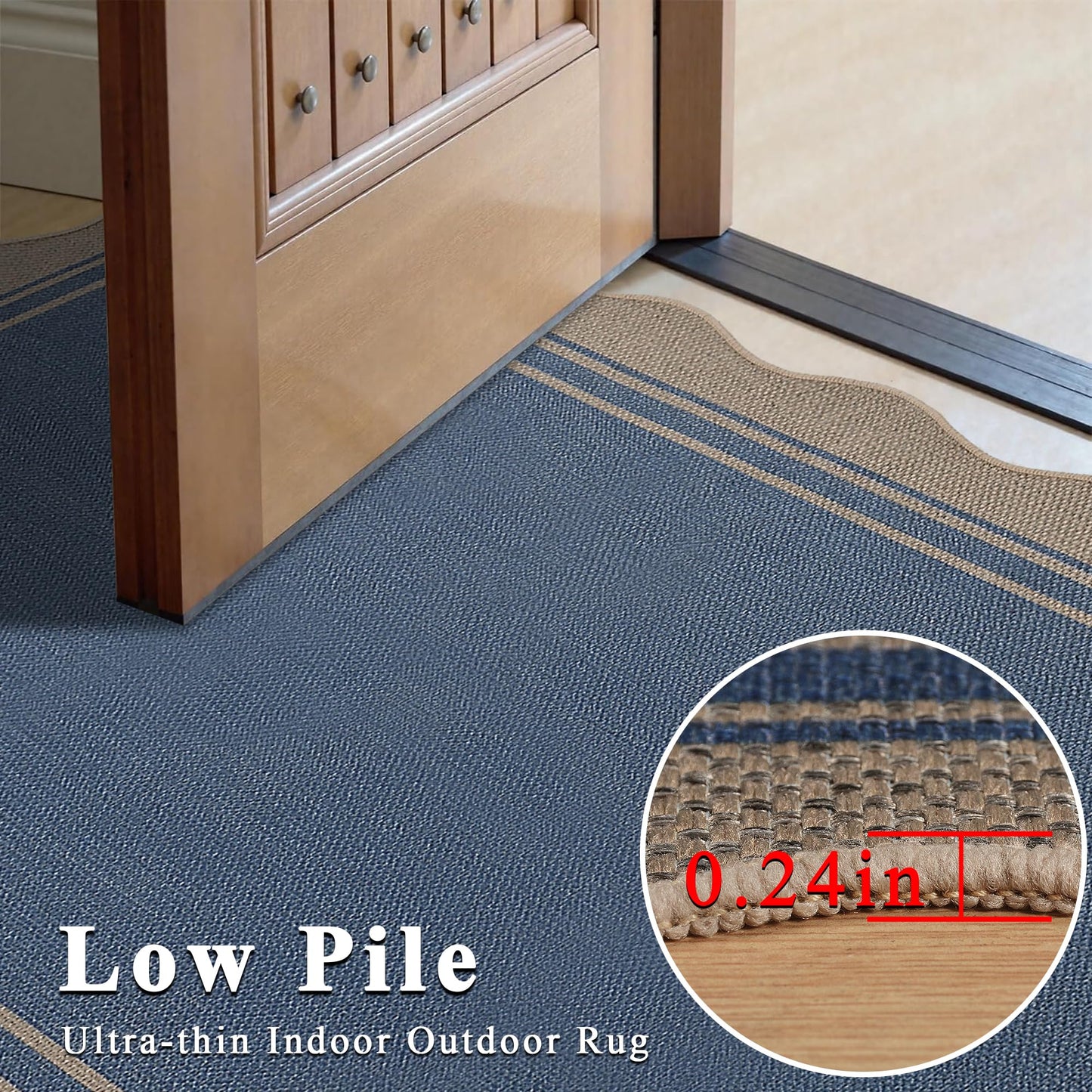 Easy Jute 3x5 Outdoor Rug Washable Non Slip Rug for Entryway Indoor Outdoor Farmhouse Neutral Scalloped Carpet for Backyard Patio Proch Living Room
