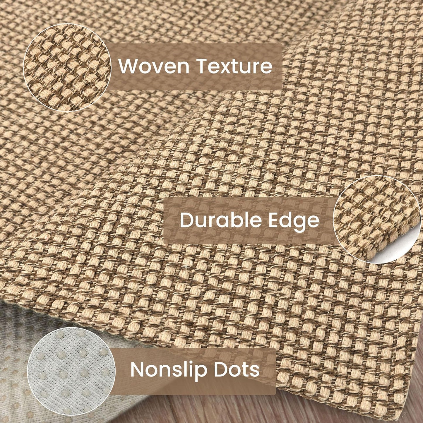 IOHOUZE Washable Runner Rug 2x6 Non Slip Rubber Backed Runners for Hallways Entryway Runner Indoor, Kitchen Rugs Woven Cotton Floor Carpet for Hall Entrance Bedroom, Orange/Tan/Brown
