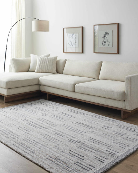 Hauteloom Nzila Recycled Material Living Room, Bedroom Area Rug - Contemporary - Light Gray, Charcoal, Medium Brown - 2' x 3'
