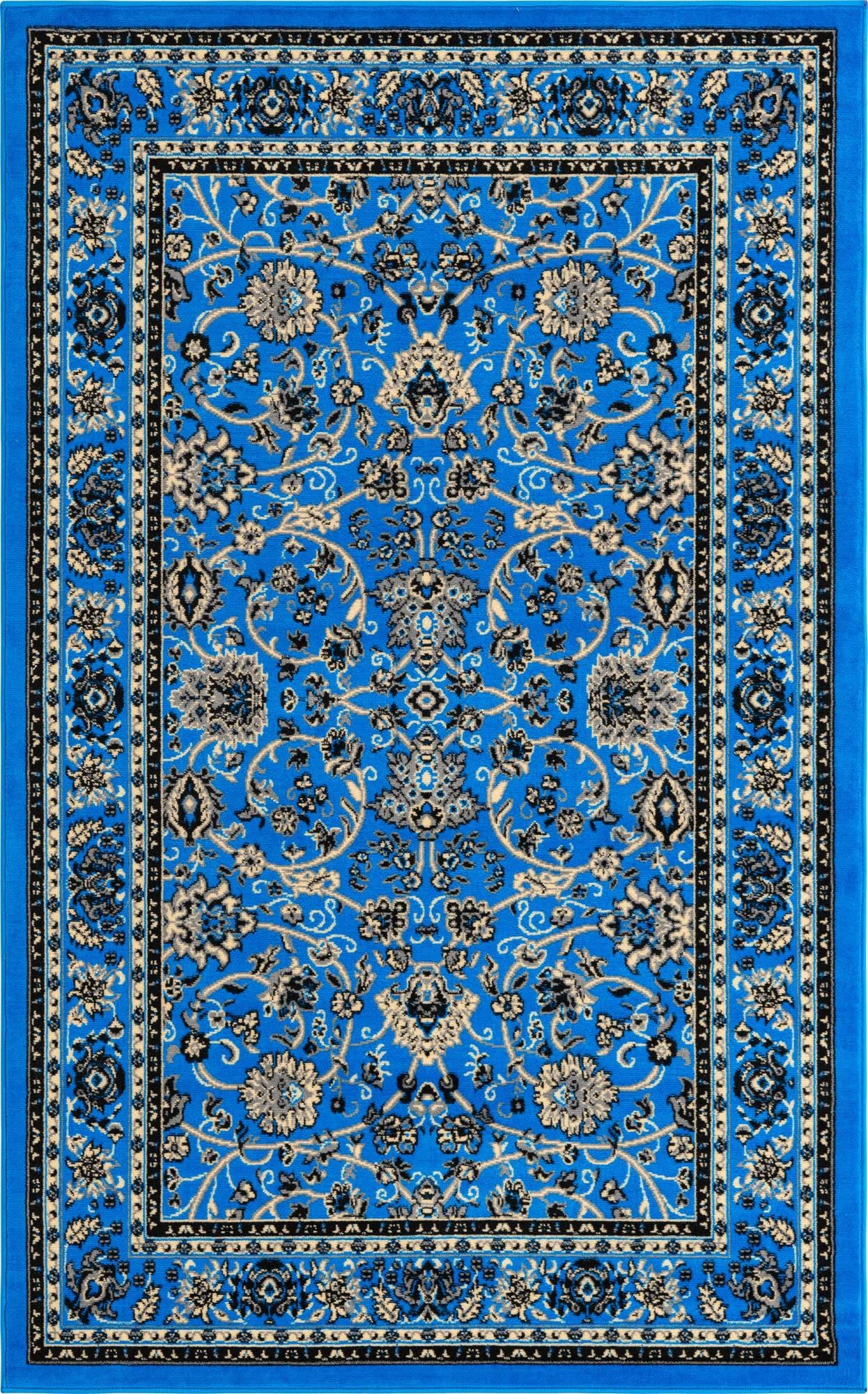 Unique Loom Sialk Hill Collection Area Rug - Washington (5' 3" x 8' Rectangle Dark Blue/Black)