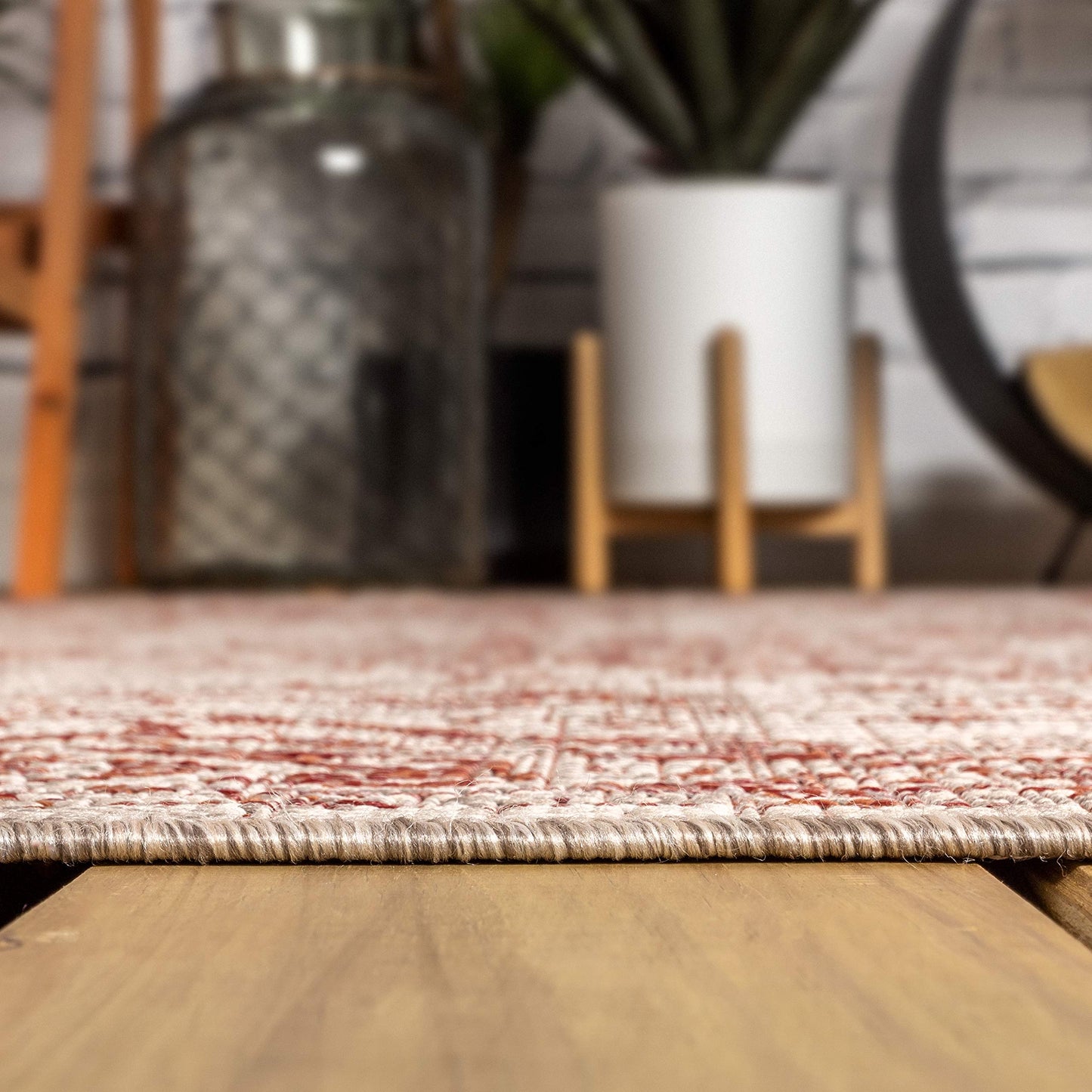 JONATHAN Y Boho Medallion Indoor Outdoor Area Rug 8X10 Red/Taupe, Rozetta Textured Weave for Backyard, Patio, Porch, Easy-Cleaning, High Traffic, Pet-Friendly, Non-Shedding (SMB102A-8)