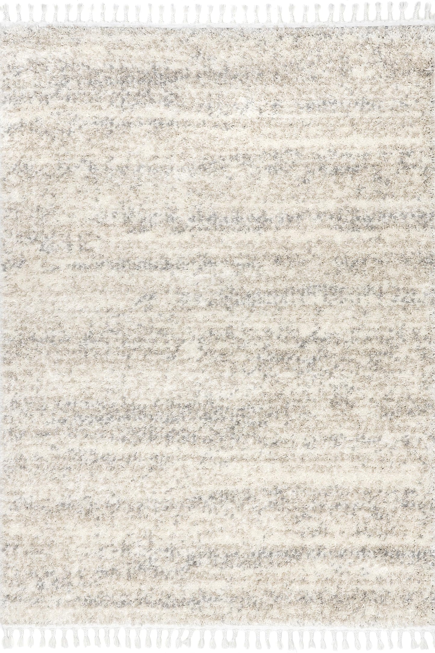 nuLOOM Brooke Shag Tasseled Area Rug - 7x9 Shag Area Rug Casual Ivory Rugs for Living Room Bedroom Dining Room Nursery