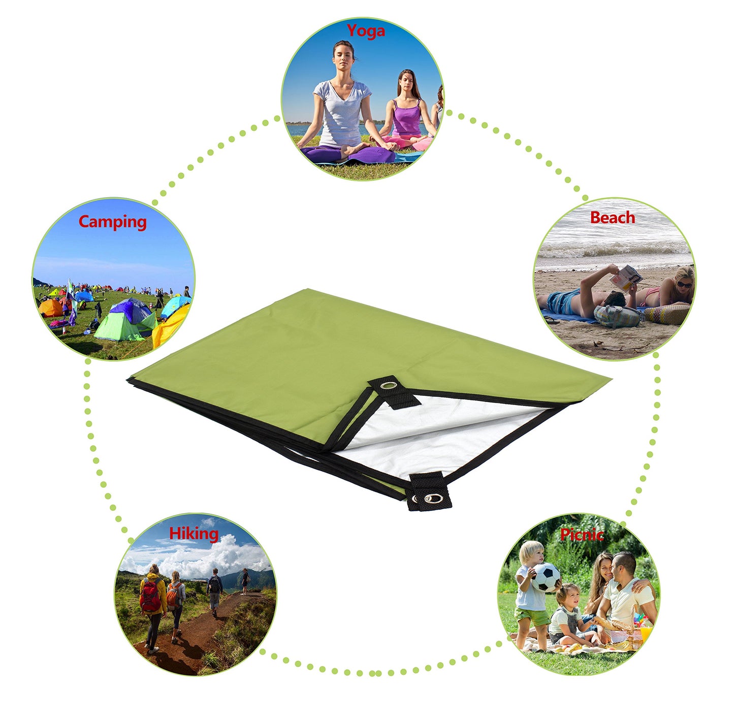WoneNice 10x10 FT Waterproof Camping Tarp, Lightweight UV Protection Camping Cover for Tents, Beach, Picnics, Car and Adventure, Army Green