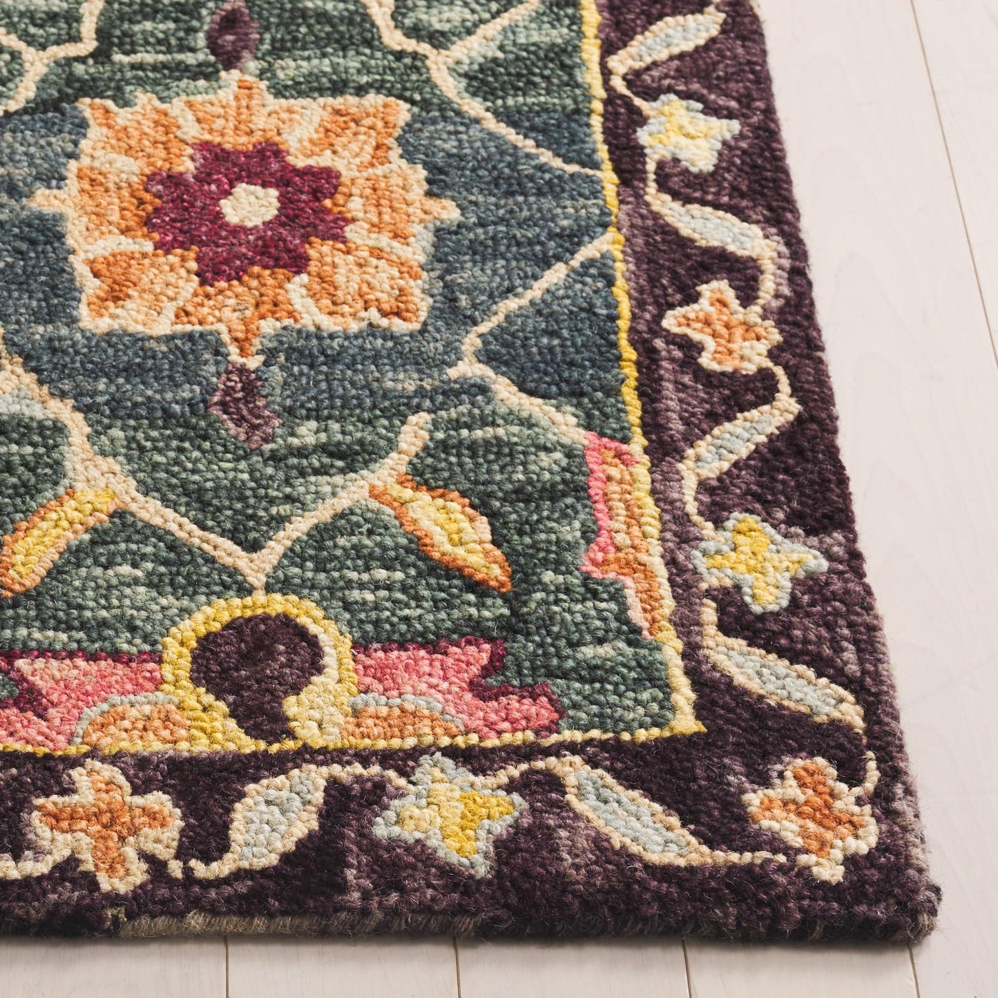 Safavieh Area Rug 8x10 - Aspen Collection - Large - Teal & Pink, Handmade Wool, Ideal for Living Room, Bedroom, Office, Dining Space (APN103J)