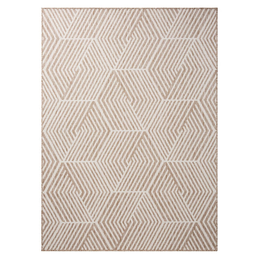 Nicole Miller New York Patio Country Ombre Geo Indoor Outdoor Area Rug, UV Fade Resistant, Low Pile, Beige/Cream, 7'9"x10'2"